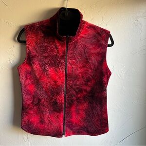 SnoSkins Reversible Red and Black Burnout Velvet Vest‎ with Gathered Back Sz S